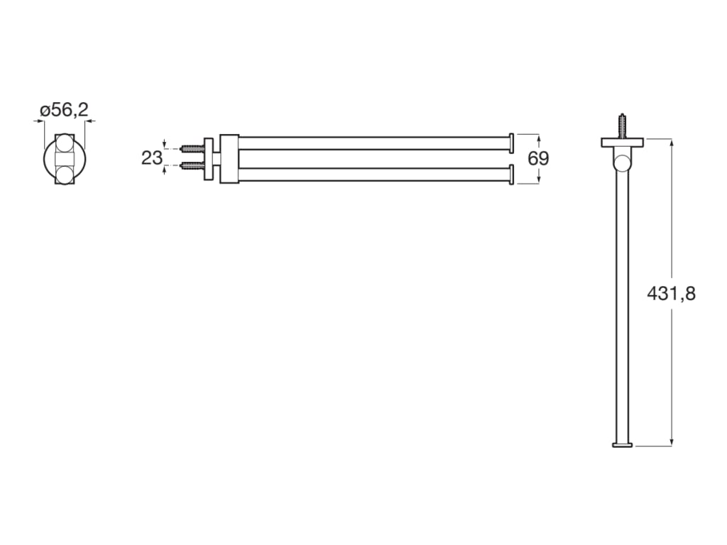 Medidas del toallero doble giratorio de 432 mm ROUND HOTELS - ROCA
