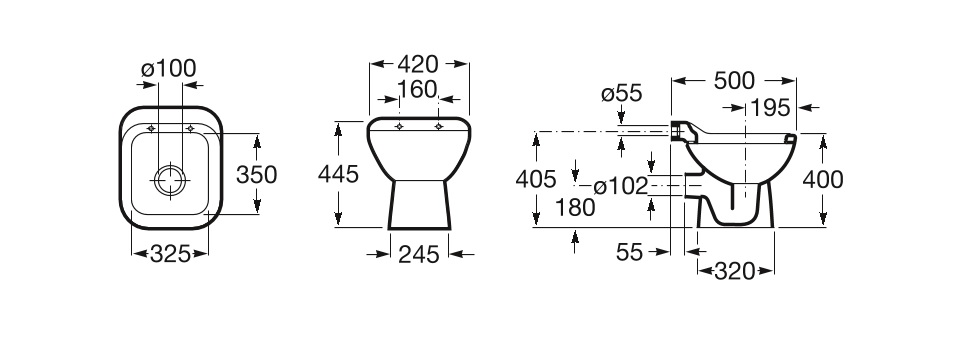 vertedero de baño roca