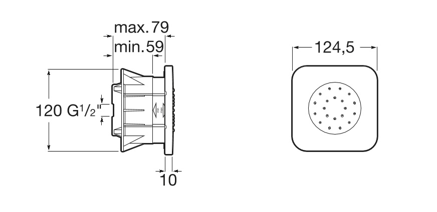 Medidas del jet empotrado orientable PUZZLE - ROCA