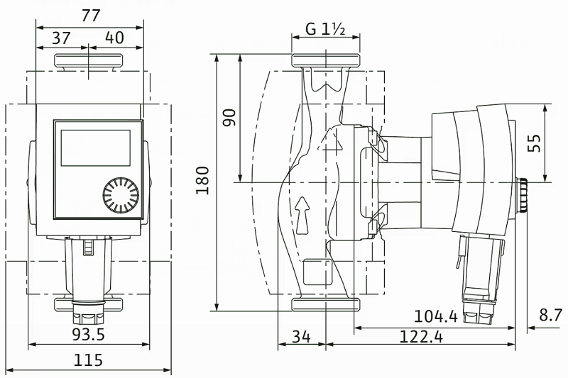 Medidas de la bomba circuladora Stratos PICO-Z 25/1-6 PN 10 de WILO