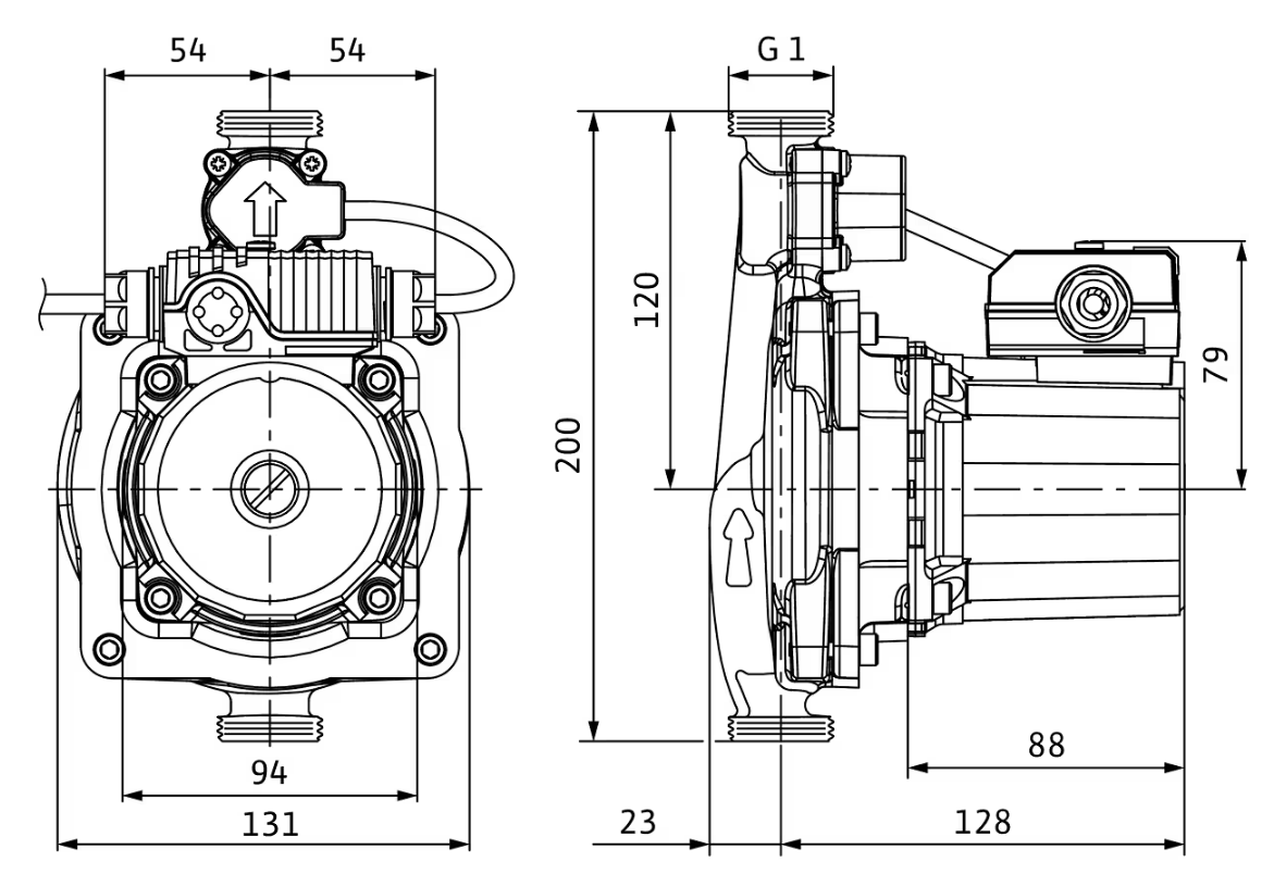 Medidas de la bomba de rotor húmedo PB BOOST FIRST - WILO