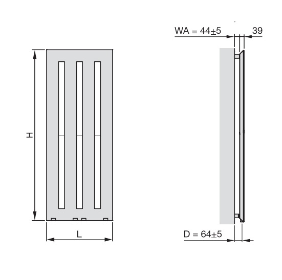 Medidas del radiador 1500x595 mm blanco METROPOLITAN - ZEHNDER