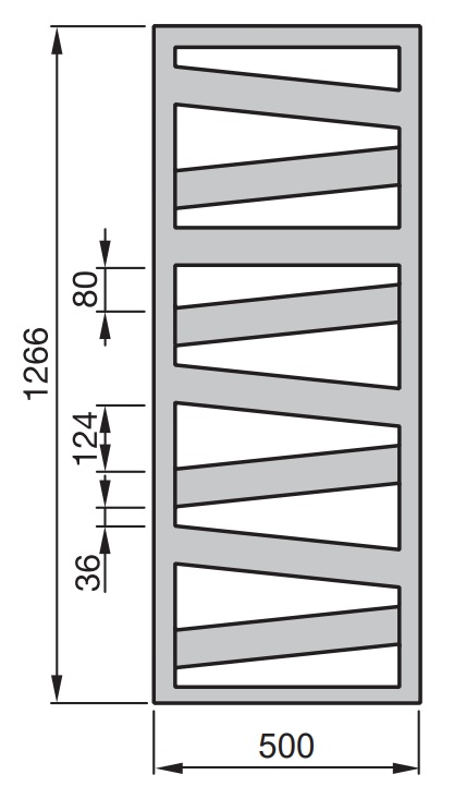 Medidas del radiador RIBBON negro - ZEHNDER